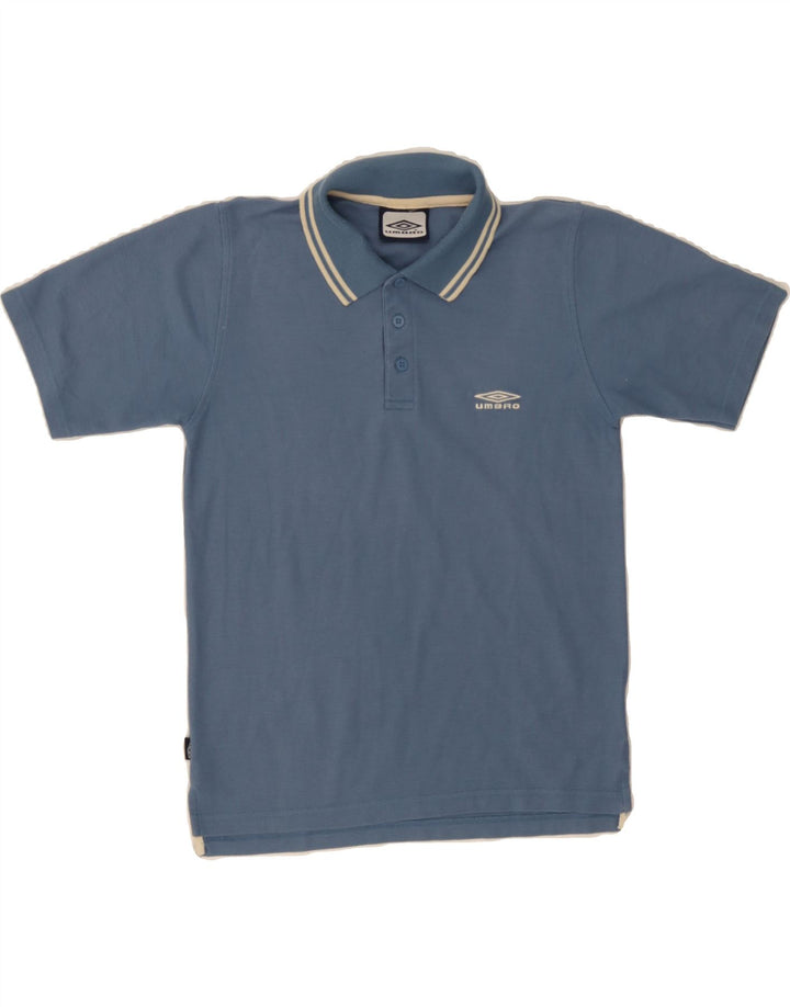 UMBRO Mens Polo Shirt UK 35/37 Small Blue Cotton Vintage Umbro and Second-Hand Umbro from Messina Hembry 
