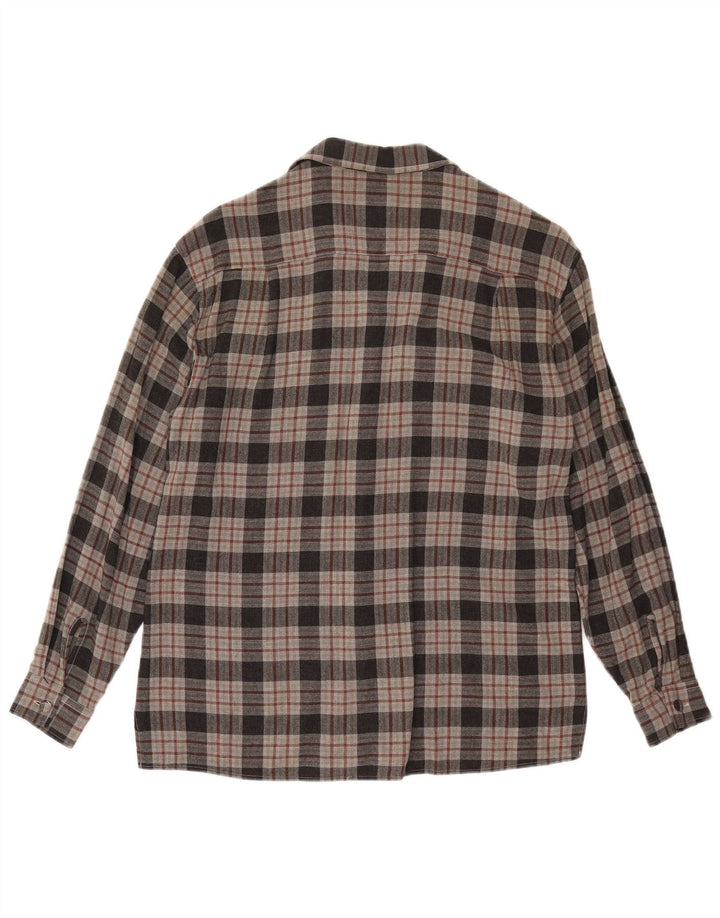 Benetton Damen Flanellhemd UK 12 Mittelgrau karierte Viskose