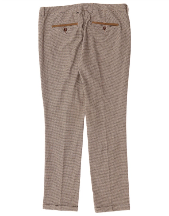 Trussardi Damen-Anzughose, gerade, IT 44, mittelgroß, B34, L30, braun kariert