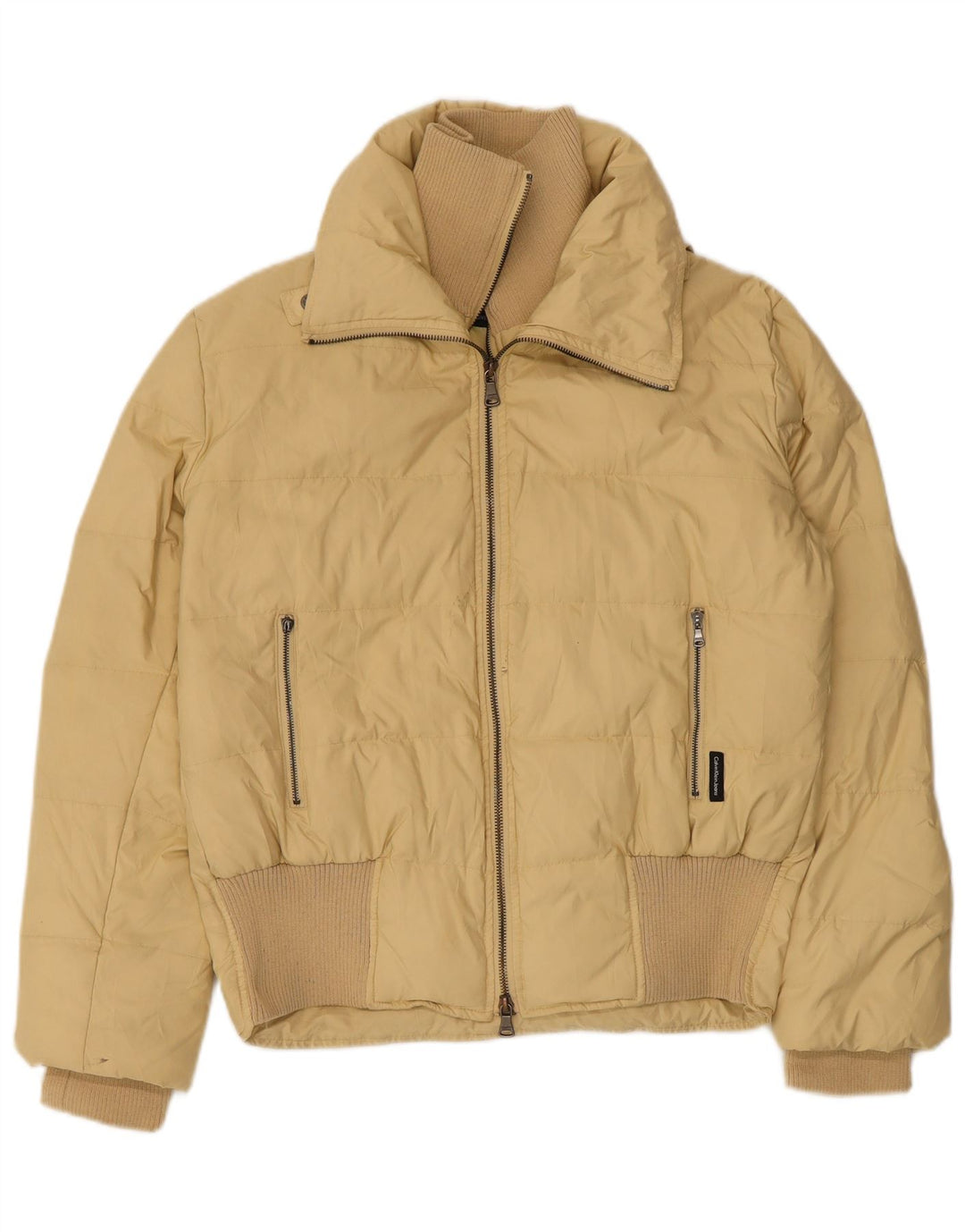 Calvin Klein Jeans Damen Wattierte Jacke UK 14 Medium Beige Polyester