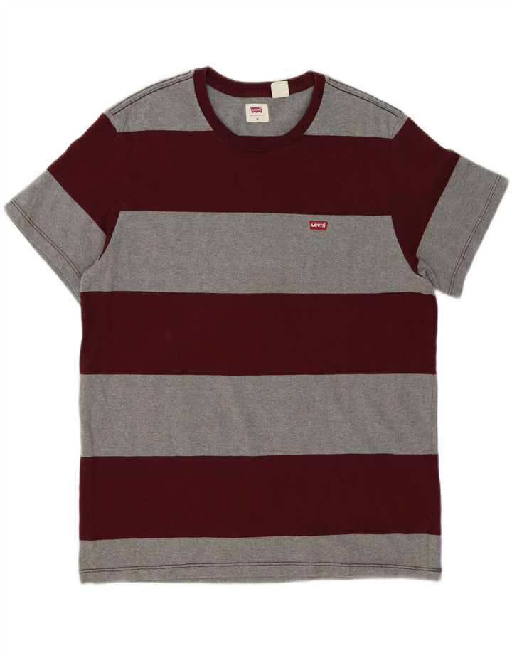 LEVI'S Mens T-Shirt Top Medium Grey Striped Cotton Vintage Levi's and Second-Hand Levi's from Messina Hembry 