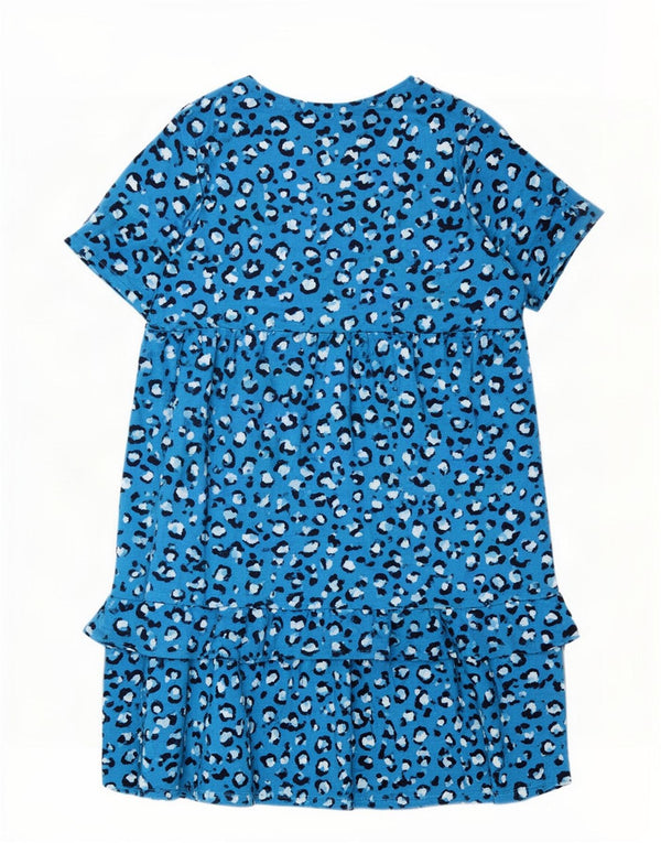 Marks & Spencer Damen-Stufenkleid UK 24 4XL Blaues Viskose-Animal-Print