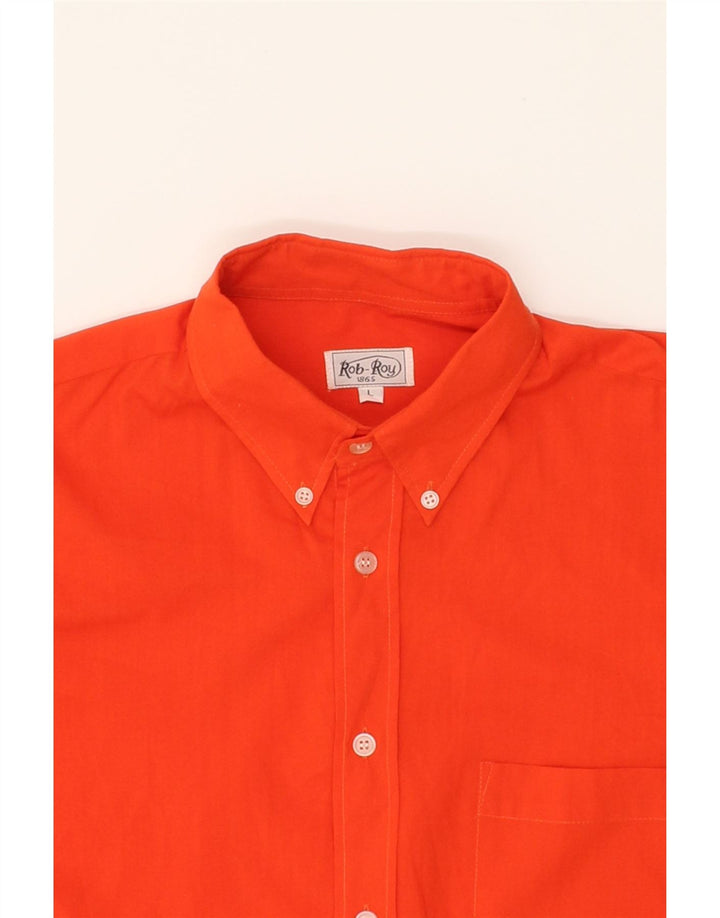 VINTAGE Mens Shirt Large Orange Polyester Vintage Vintage and Second-Hand Vintage from Messina Hembry 