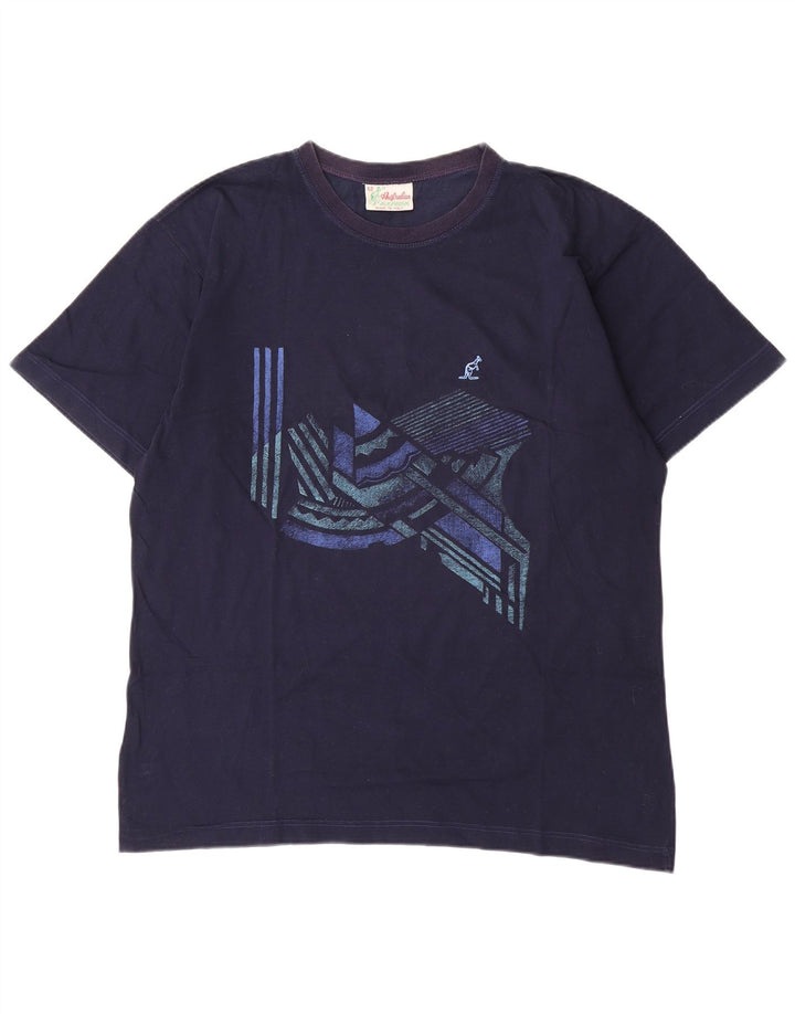 AUSTRALIAN L'ALPINA Herren-T-Shirt mit Grafik, IT 52, Größe L, Marineblau, Baumwolle
