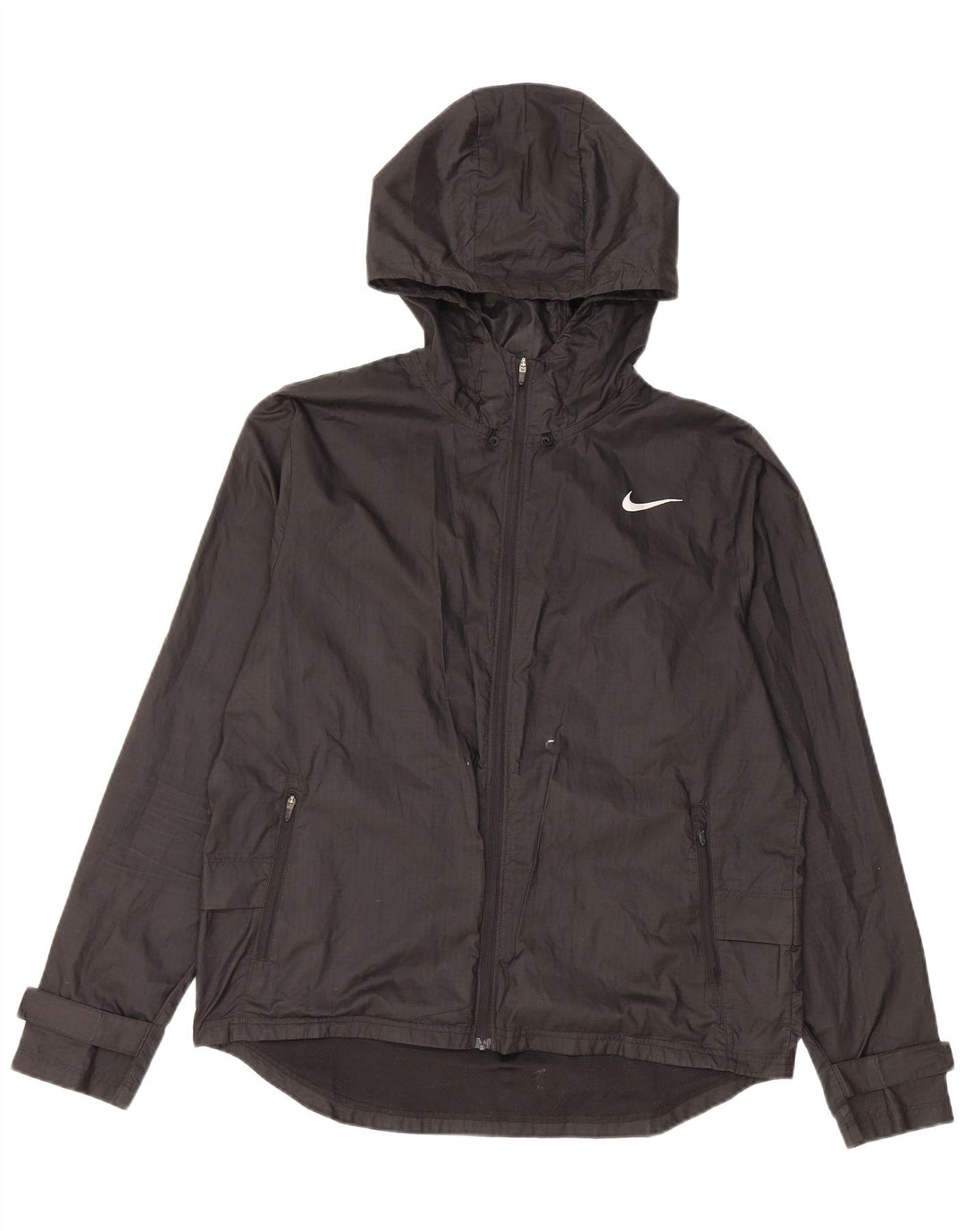 Nike Damen Kapuzen-Regenjacke UK 14 Mittelschwarzes Polyester