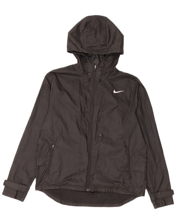 Nike Damen Kapuzen-Regenjacke UK 14 Mittelschwarzes Polyester