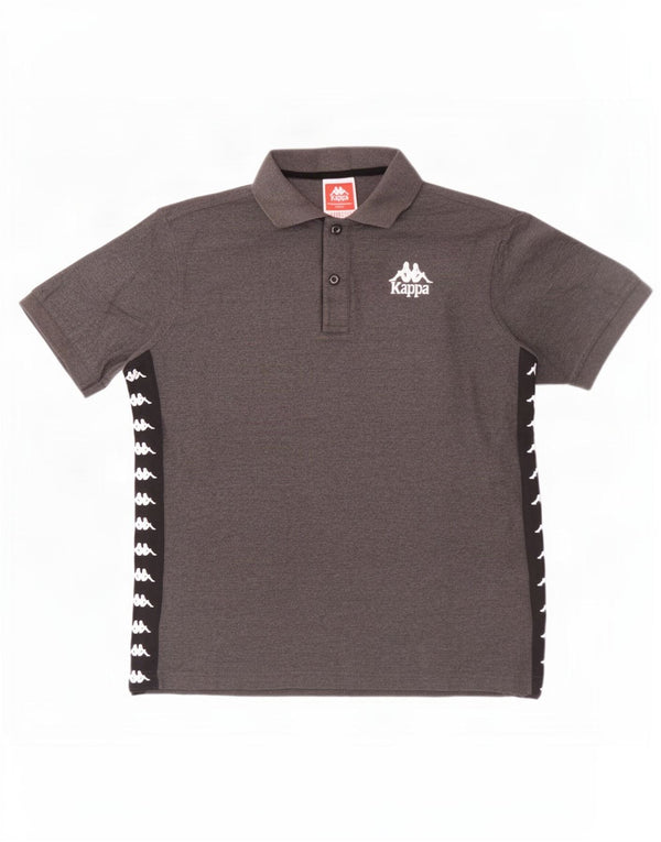 Kappa Herren-Poloshirt mit Grafik, groß, graue Farbblock-Baumwolle