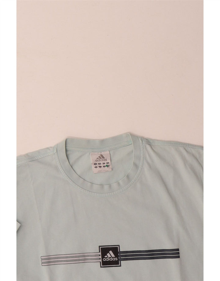 ADIDAS Herren T-Shirt Top mittelblau gestreift aus Baumwolle