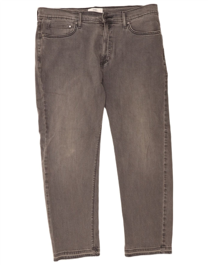 Marks & Spencer Herren Straight Jeans W36 L29 Graue Baumwolle
