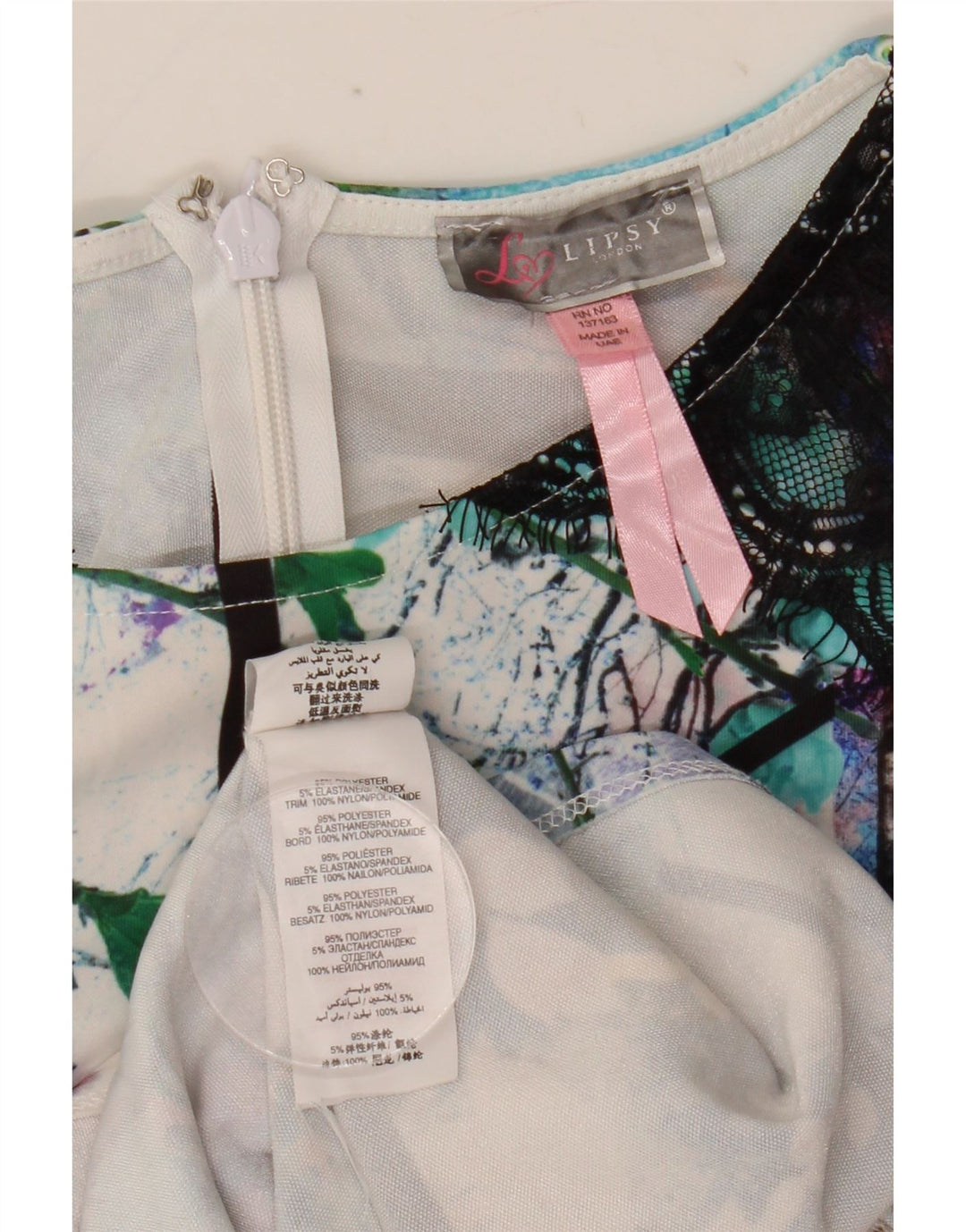 Lipsy Grafisches, figurbetontes Damenkleid UK 10, Größe S, mehrfarbig, Polyester