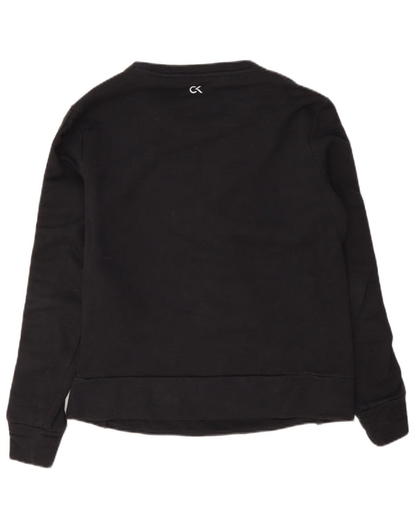 Calvin Klein Damen Grafik-Sweatshirt-Pullover UK 10 Small Marineblau Baumwolle
