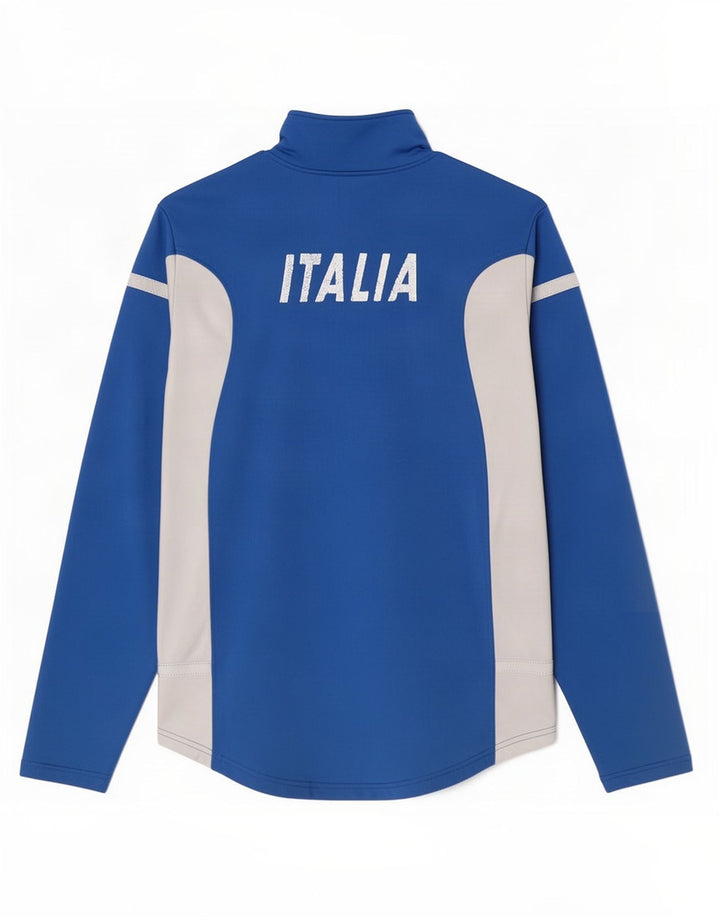 Asics Herren-Trainingsanzug mit Reißverschluss und Grafik-Pullover, Größe L, Blau, Farbblock