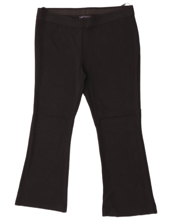 Marks & Spencer Damen Flare Freizeithose UK 18 XL W38 L28 Schwarze Viskose