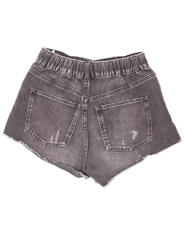 Zara Jeansshorts im Used-Look für Mädchen, 13–14 Jahre, W26, graue Baumwolle