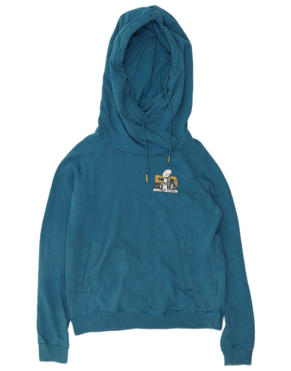 Nike Womens Graphic Hoodie Pullover UK 14 Mittelblaue Baumwolle