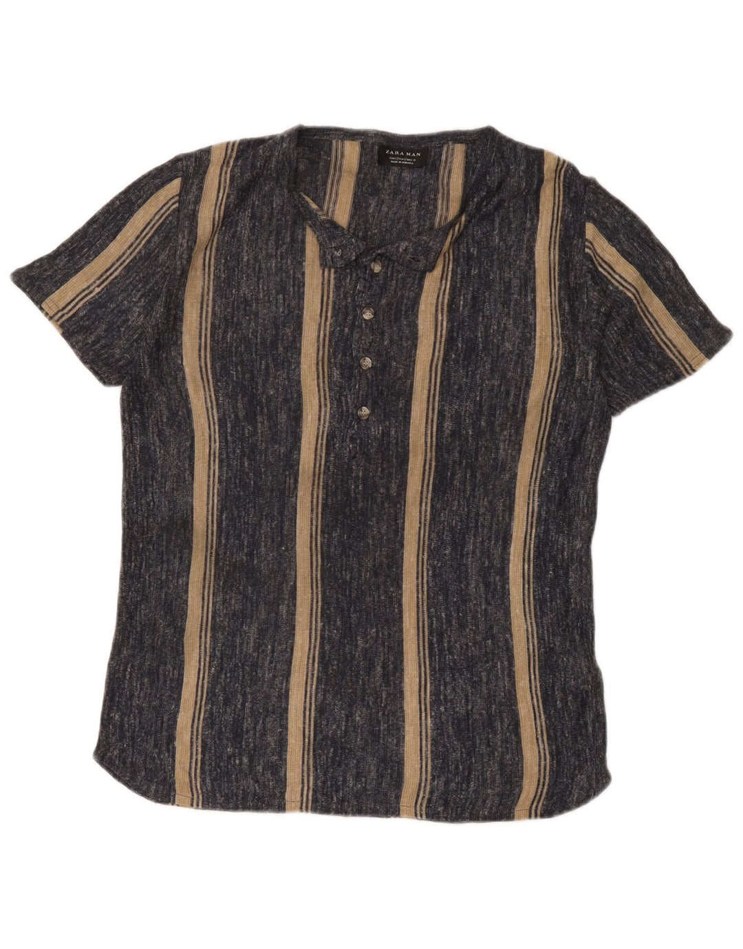 Zara Herren T-Shirt Top Small Grau gestreift Acryl