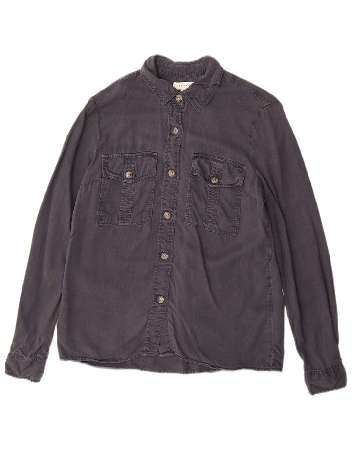 Topshop Damen-Hemd UK 8 Small Grau Tencel