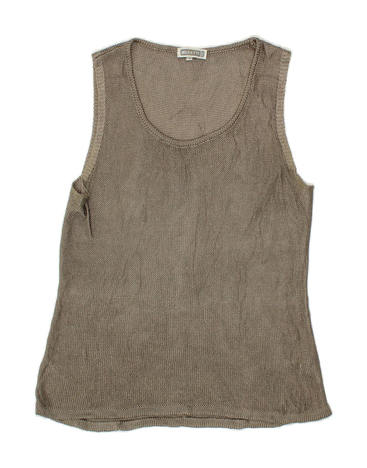 MUSETTI Womens Vest Top US 4 Small Grey Viscose Vintage Musetti and Second-Hand Musetti from Messina Hembry 
