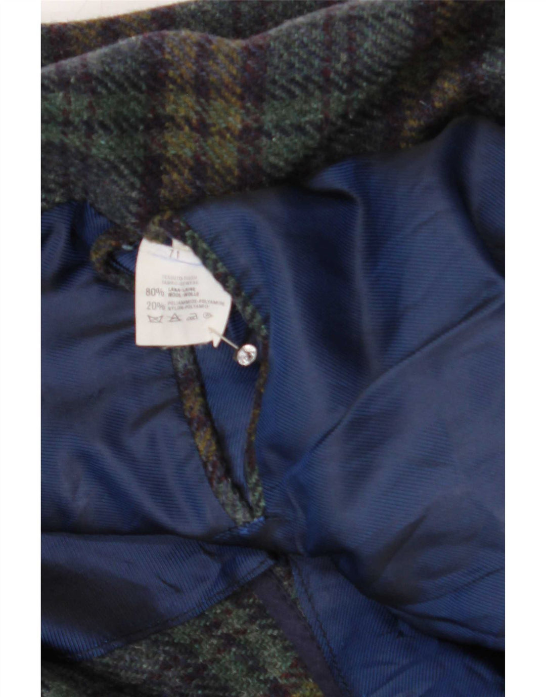 Vintage Herren-Blazer mit 2 Knöpfen, IT 50, große marineblaue Karowolle