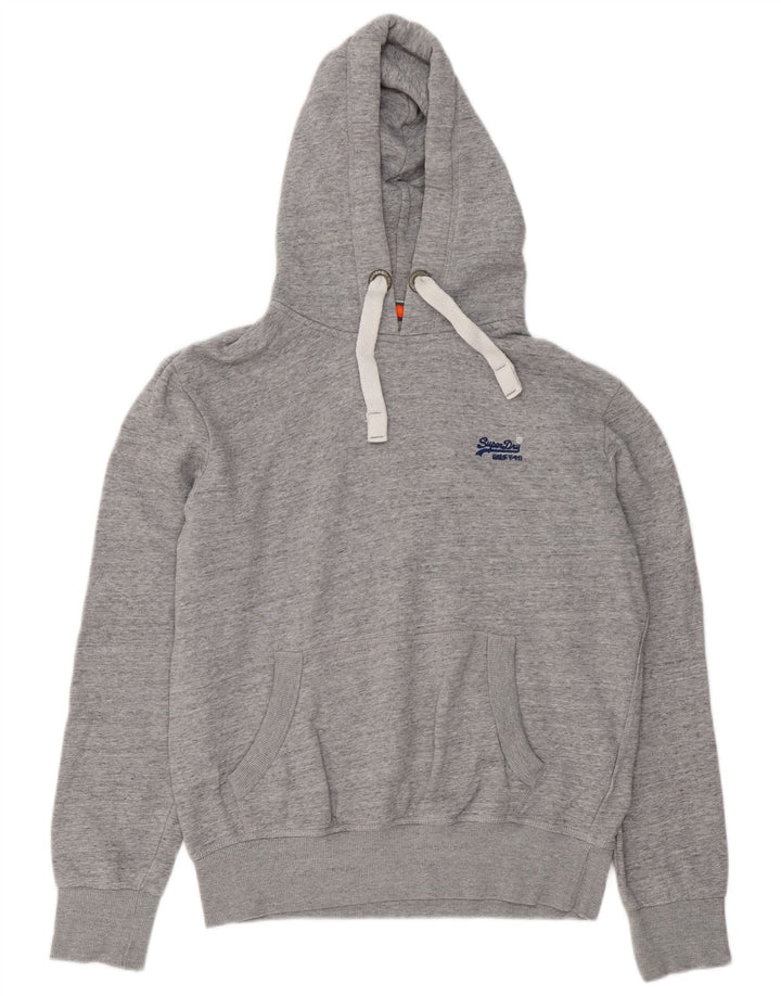 Superdry Herren-Kapuzenpullover, groß, grau gesprenkelte Baumwolle