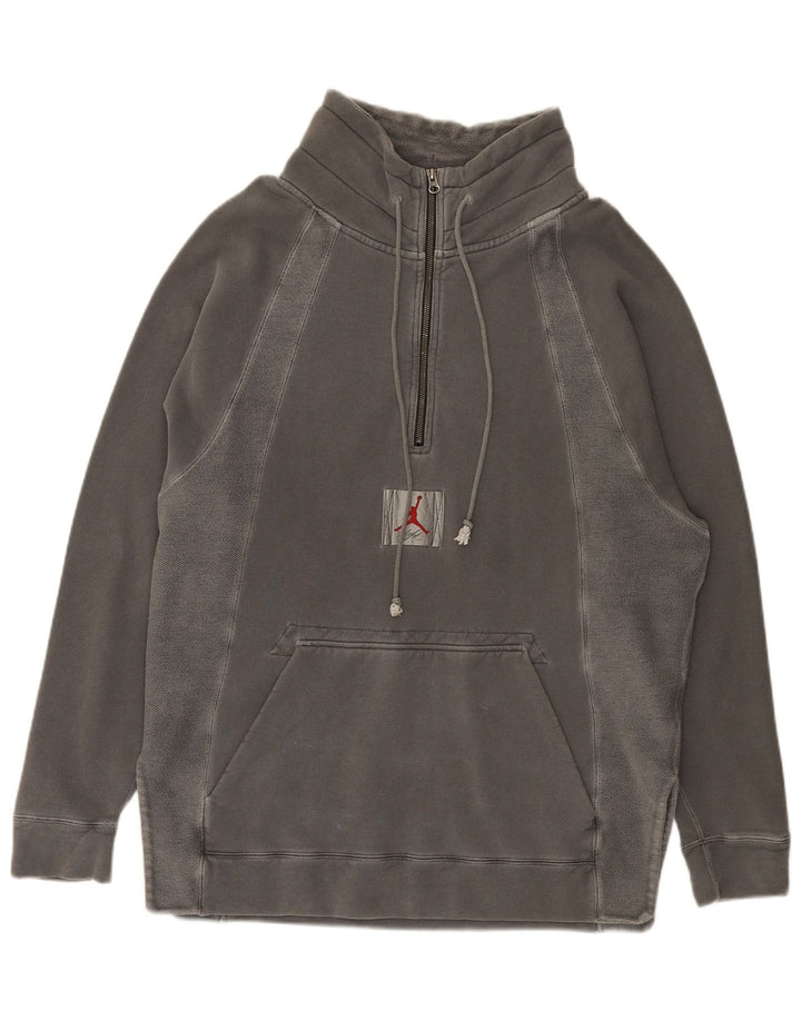 Jordan Herren-Sweatshirt mit Reißverschluss am Hals, mittelgraue Baumwolle