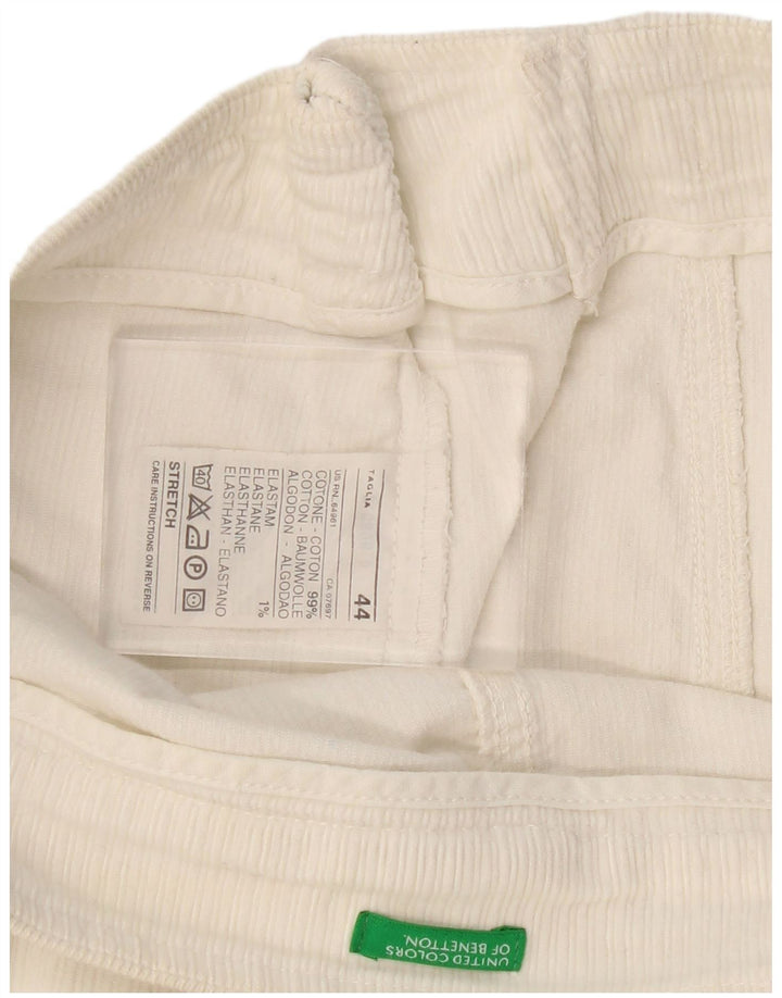 BENETTON Womens Corduroy Skirt IT 44 Medium W30  White Cotton