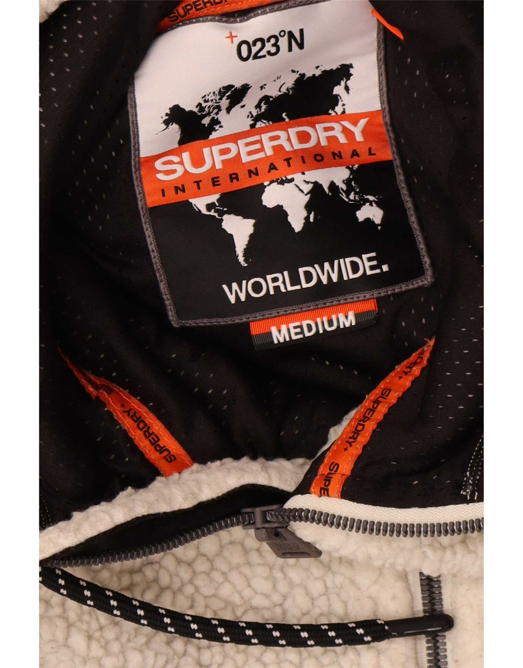 Superdry Herren-Fleecejacke mit Kapuze, UK 38, Medium, gebrochenes Weiß, Polyester