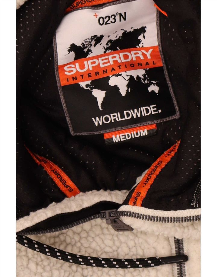 Superdry Herren-Fleecejacke mit Kapuze, UK 38, Medium, gebrochenes Weiß, Polyester