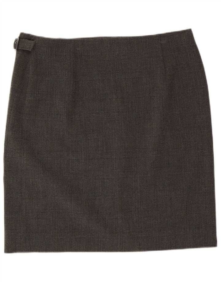 Armani Jeans Damen Wickelrock US 12 Large W34 Grau kariertes Polyester