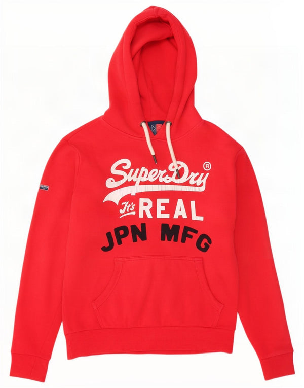 Superdry Herren-Kapuzenpullover mit Grafik, Größe L, aus roter Baumwolle