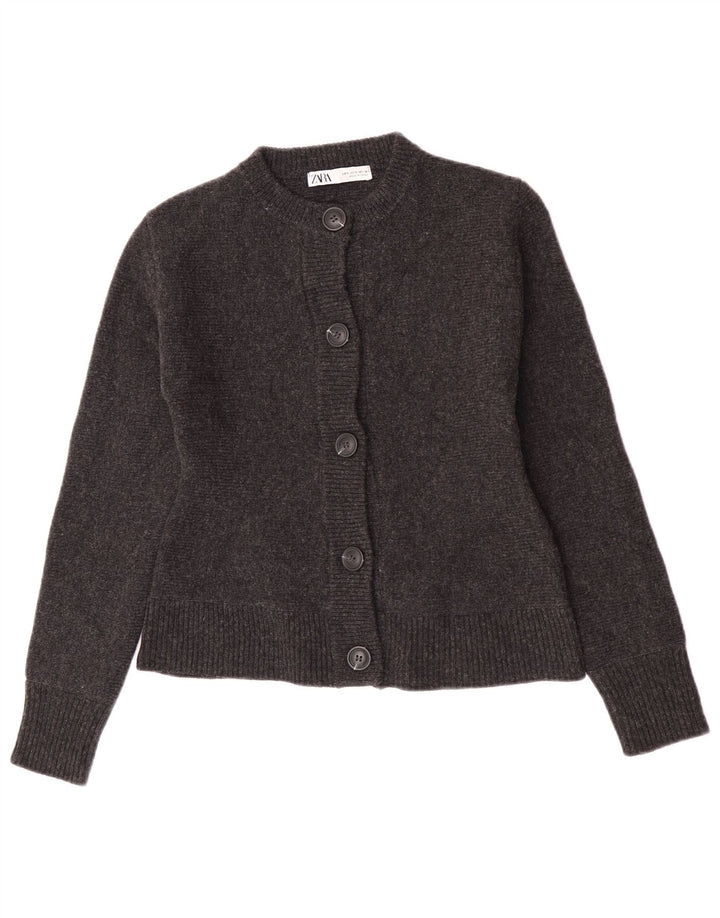 Zara Damen-Cardigan-Pullover UK 10 Small Grau meliert