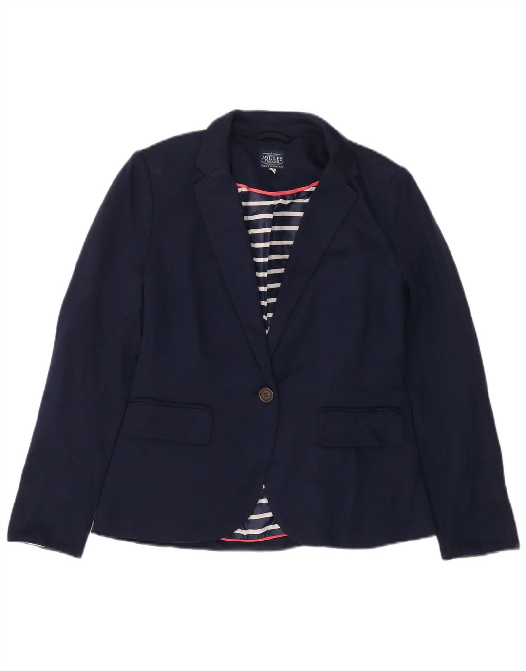 JOULES Damen-Blazerjacke mit 1 Knopf, UK 10, Größe S, Marineblau, Baumwolle