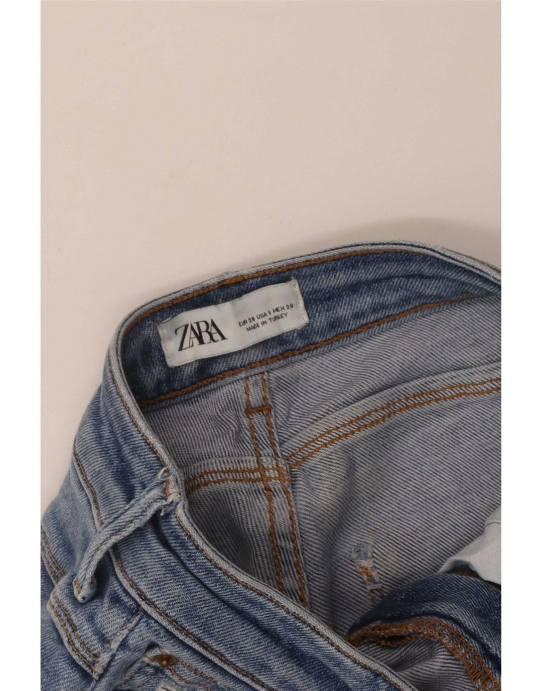 Zara Damen Distressed Slim Jeans EU 38 Small W28 L26 Blau