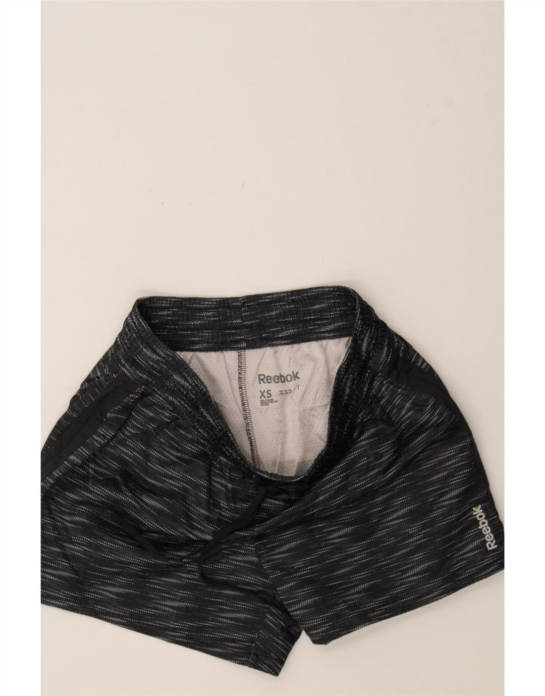 REEBOK Womens Sport Shorts UK 6 XS Black Striped Polyester Vintage Reebok and Second-Hand Reebok from Messina Hembry 
