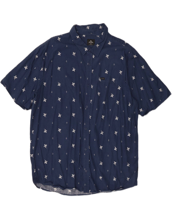 RIP CURL Herren Kurzarmhemd 3XL Marineblau mit Blumenmuster aus Baumwolle
