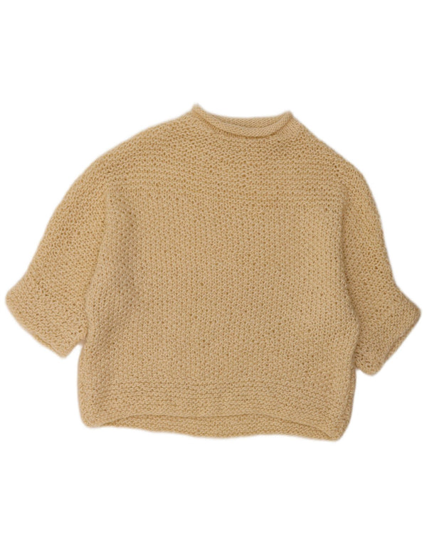 VINTAGE Damen Übergroßer Pullover mit Rundhalsausschnitt UK 18 XL Off White