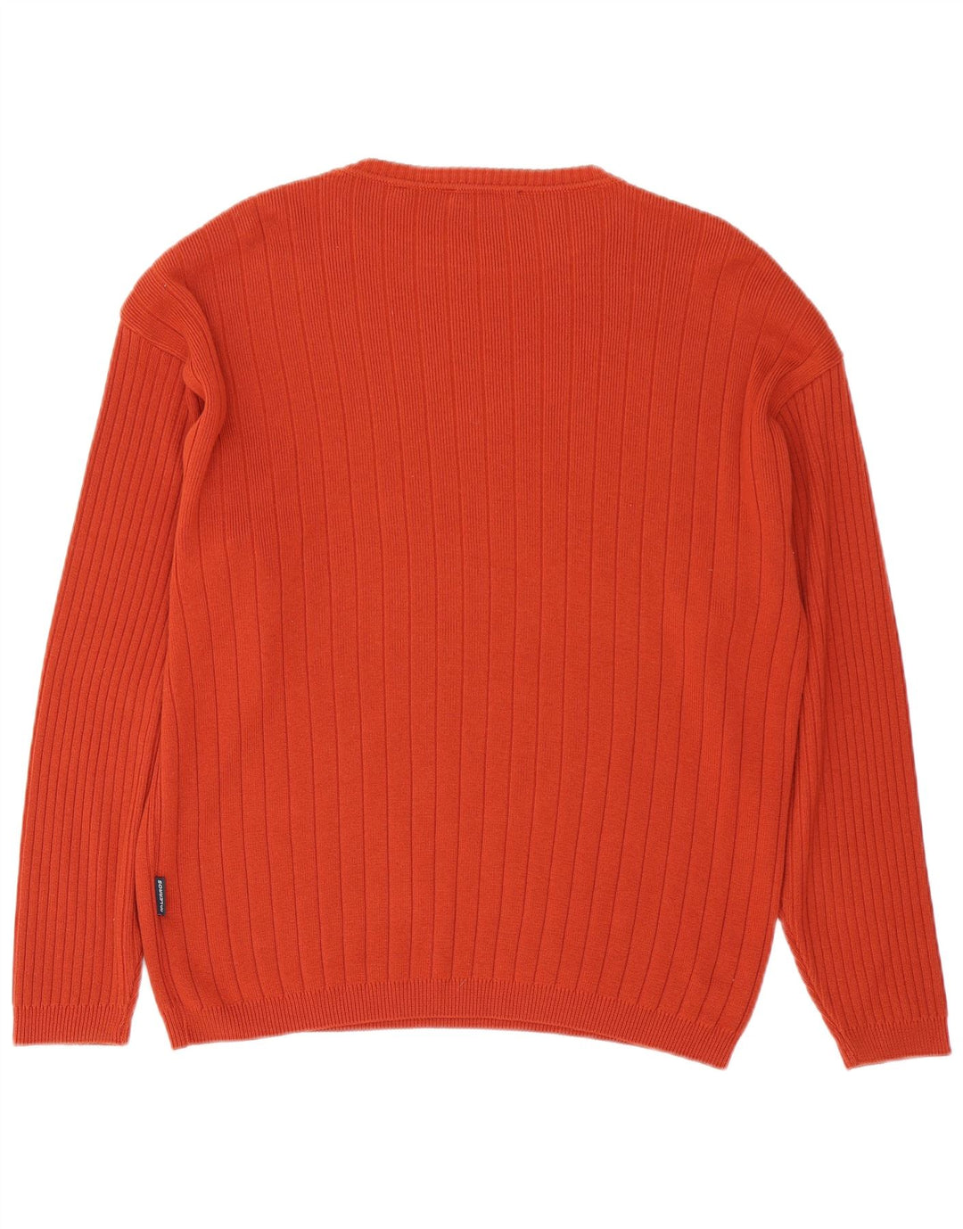 Lerros Herren-Pullover mit Rundhalsausschnitt, mittelorange gestreifte Baumwolle