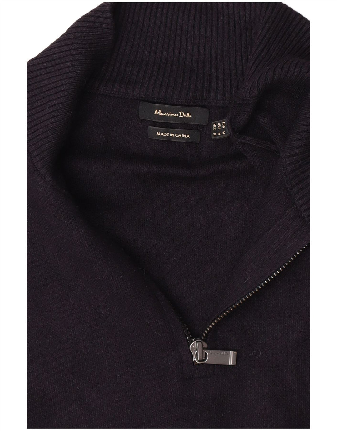 Massimo Dutti Herren-Pullover mit Reißverschluss am Hals, mittleres Marineblau