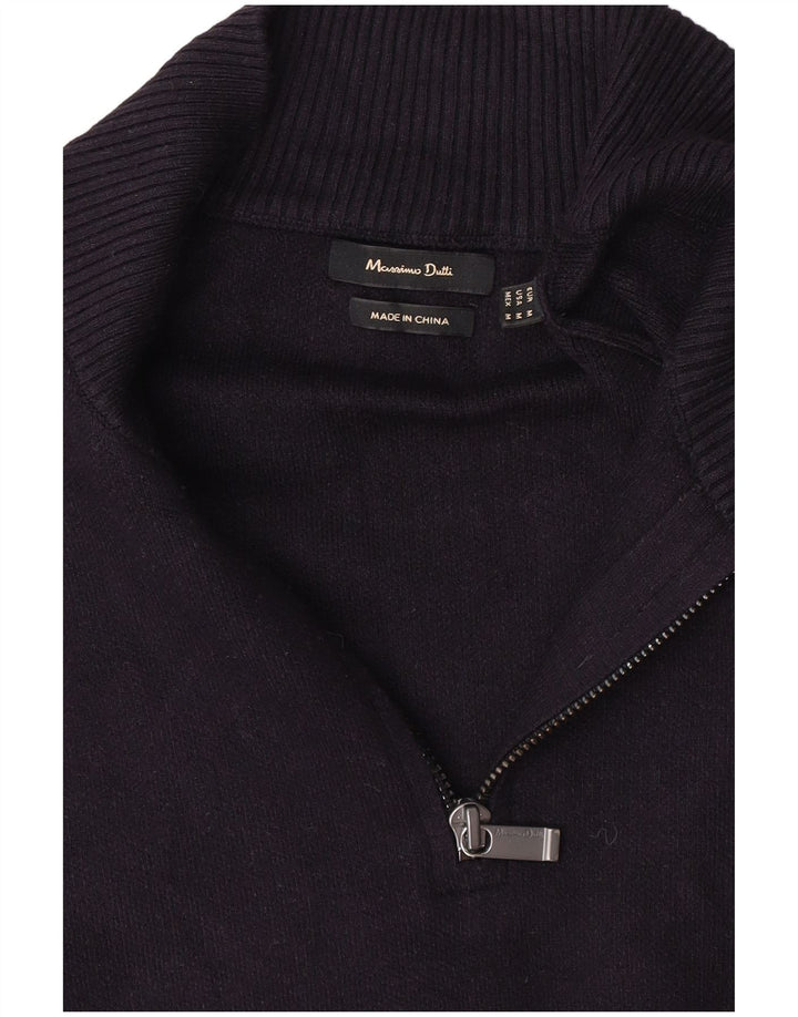 Massimo Dutti Herren-Pullover mit Reißverschluss am Hals, mittleres Marineblau
