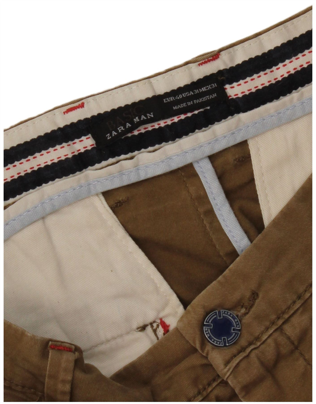 Zara Slim Chino-Hose für Herren, EU 40, M, W31, L33, Braun