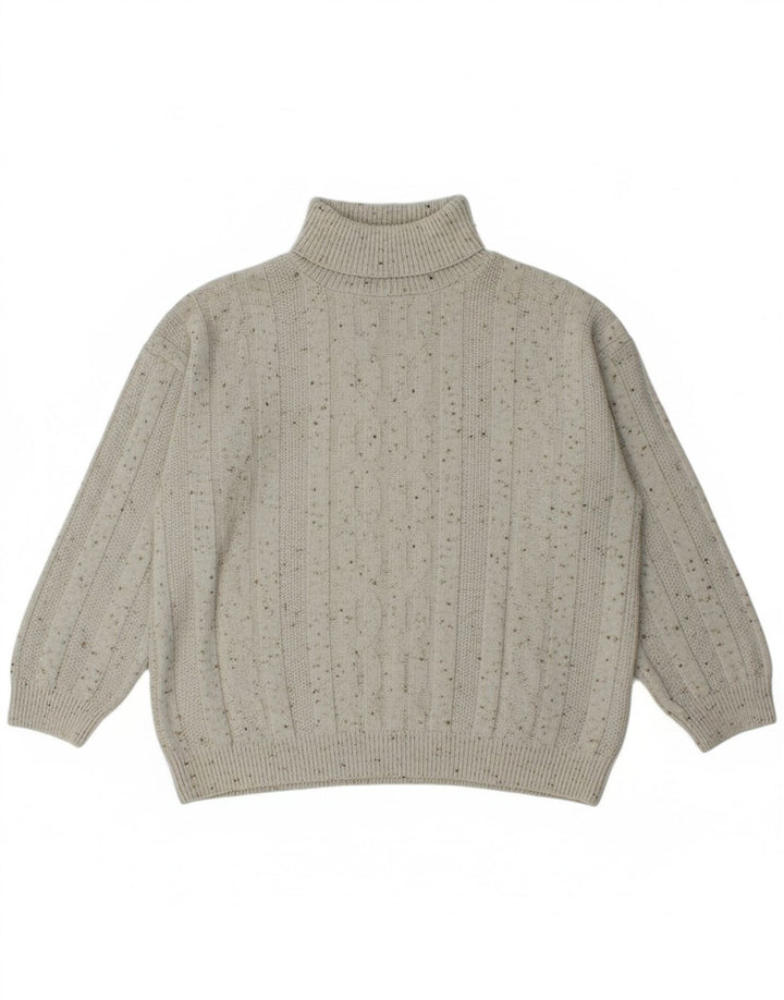 CANDA Womens Oversized Roll Neck Jumper Sweater UK 18 XL White Flecked