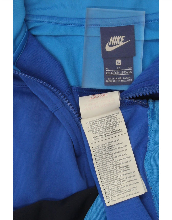 Nike Jungen-Trainingsanzug-Top-Jacke, 13–14 Jahre, XL, blaues Farbblock-Polyester