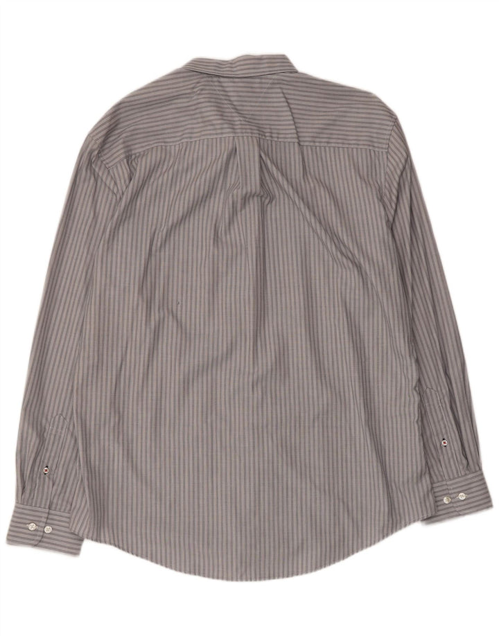 Tommy Hilfiger Herrenhemd XL grau gestreift aus Baumwolle