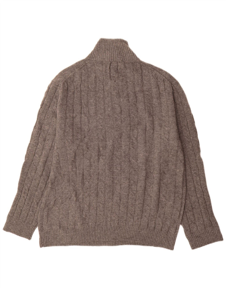 Gant Herren-Pullover mit Knopfkragen, 3XL, graue Lammwolle