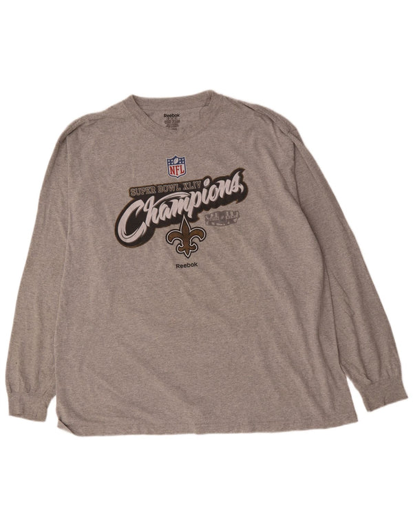 Reebok Herren New Orleans Saints Graphic Top Langarm 2XL Grau meliert