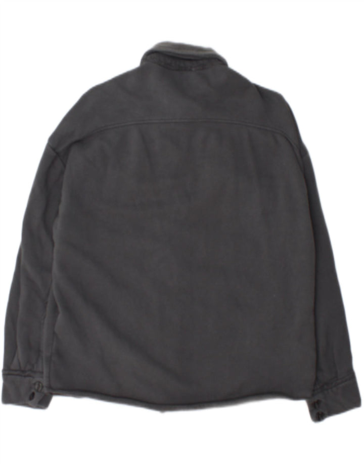 Dkny Damen-Overshirt, übergroßes Hemd, UK 2 2XS, graue Baumwolle