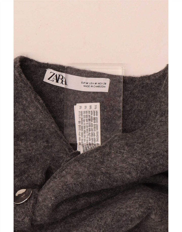 Zara Damen Strickweste UK 12 Mittelgraues Polyester