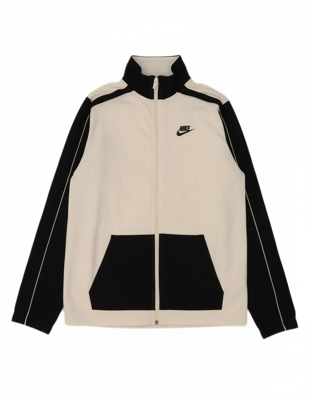 NIKE Boys Tracksuit Top Jacket 13-14 Years  XL White Colourblock Polyester