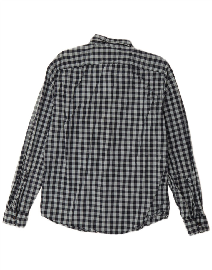 Timberland Slim-Fit-Hemd für Herren aus mittelblauer Gingham-Baumwolle in Marineblau