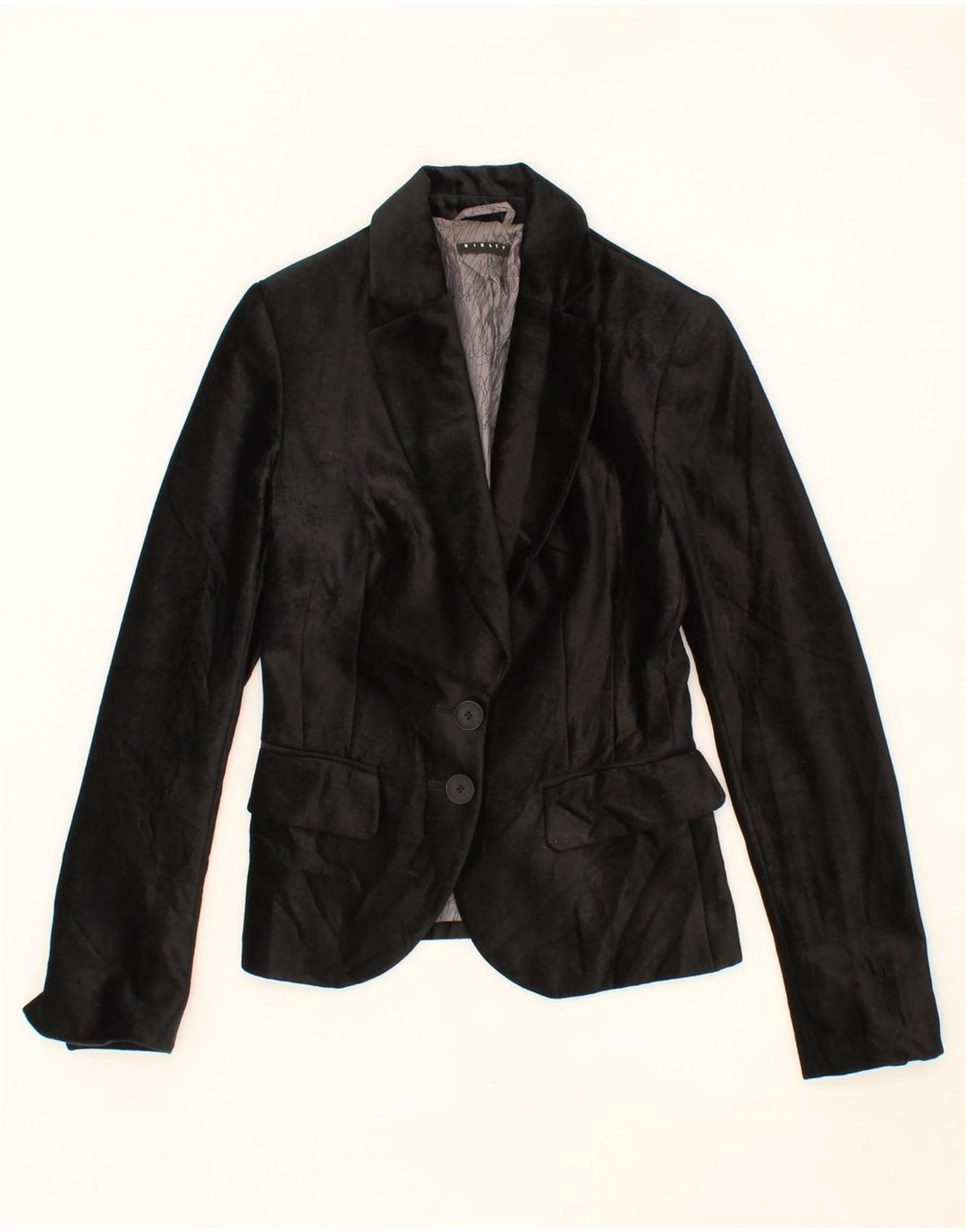 SISLEY Womens 2 Button Blazer Jacket IT 38 XS Black Cotton Vintage Sisley and Second-Hand Sisley from Messina Hembry 